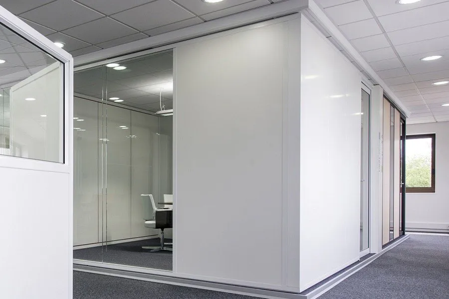 Glass and Plaster board partitioning, creating a insulated meeting room in Telford