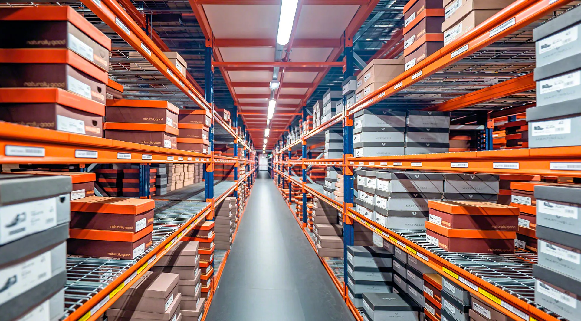 Longspan Shelving with mesh decks being used in a shop stores